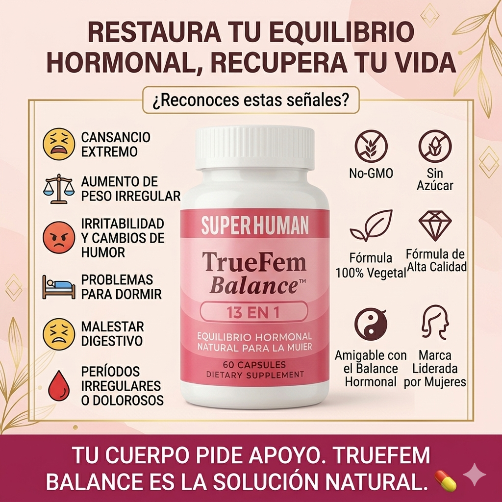 Equilibrio hormonal natural | True Fem Balance 13 en 1™ | Envío Gratis + 2 Obsequios Gratis