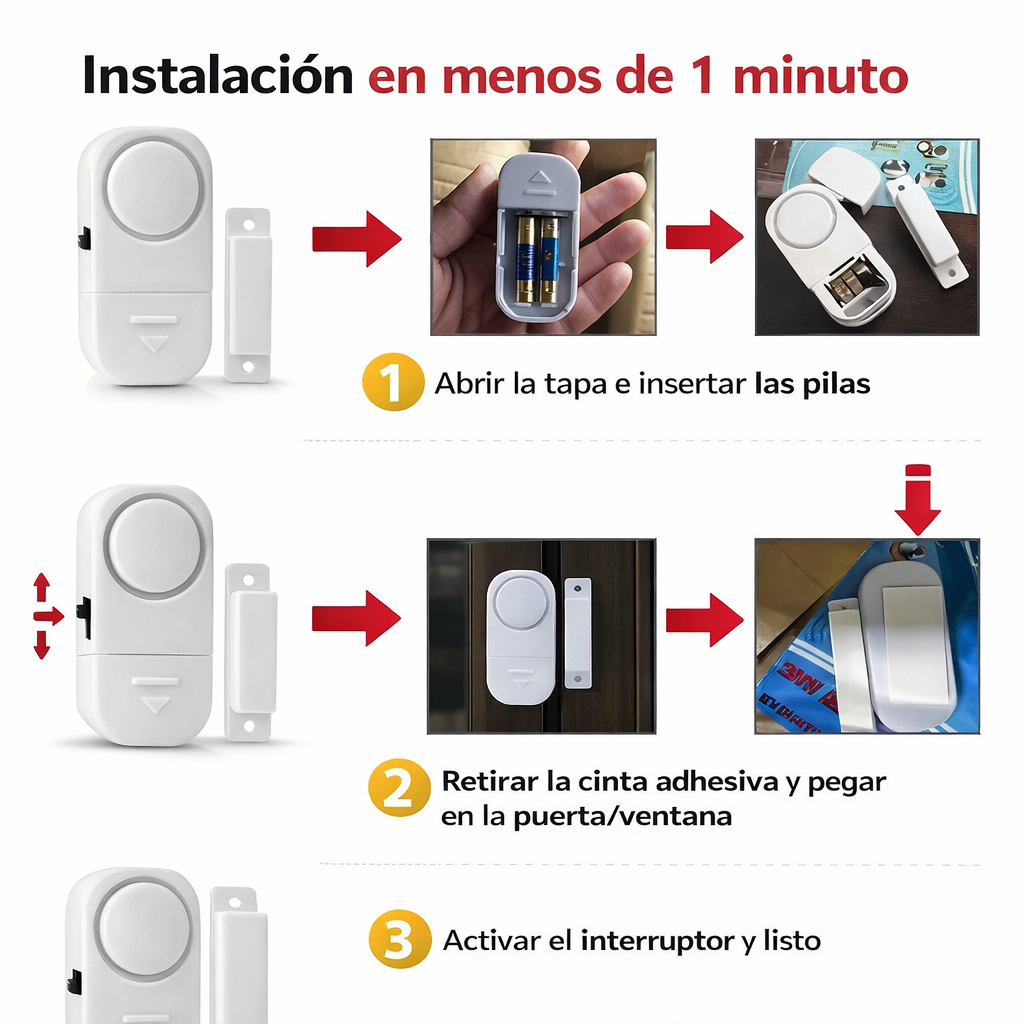 Evita robos hoy con el Kit Seguridad 5 Puntos™ (Incluye 5 alarmas PREMIUM)