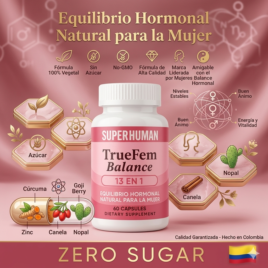 Equilibrio hormonal natural | True Fem Balance 13 en 1™ | Envío Gratis + 2 Obsequios Gratis
