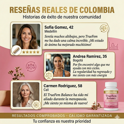 Equilibrio hormonal natural | True Fem Balance 13 en 1™ | Envío Gratis + 2 Obsequios Gratis