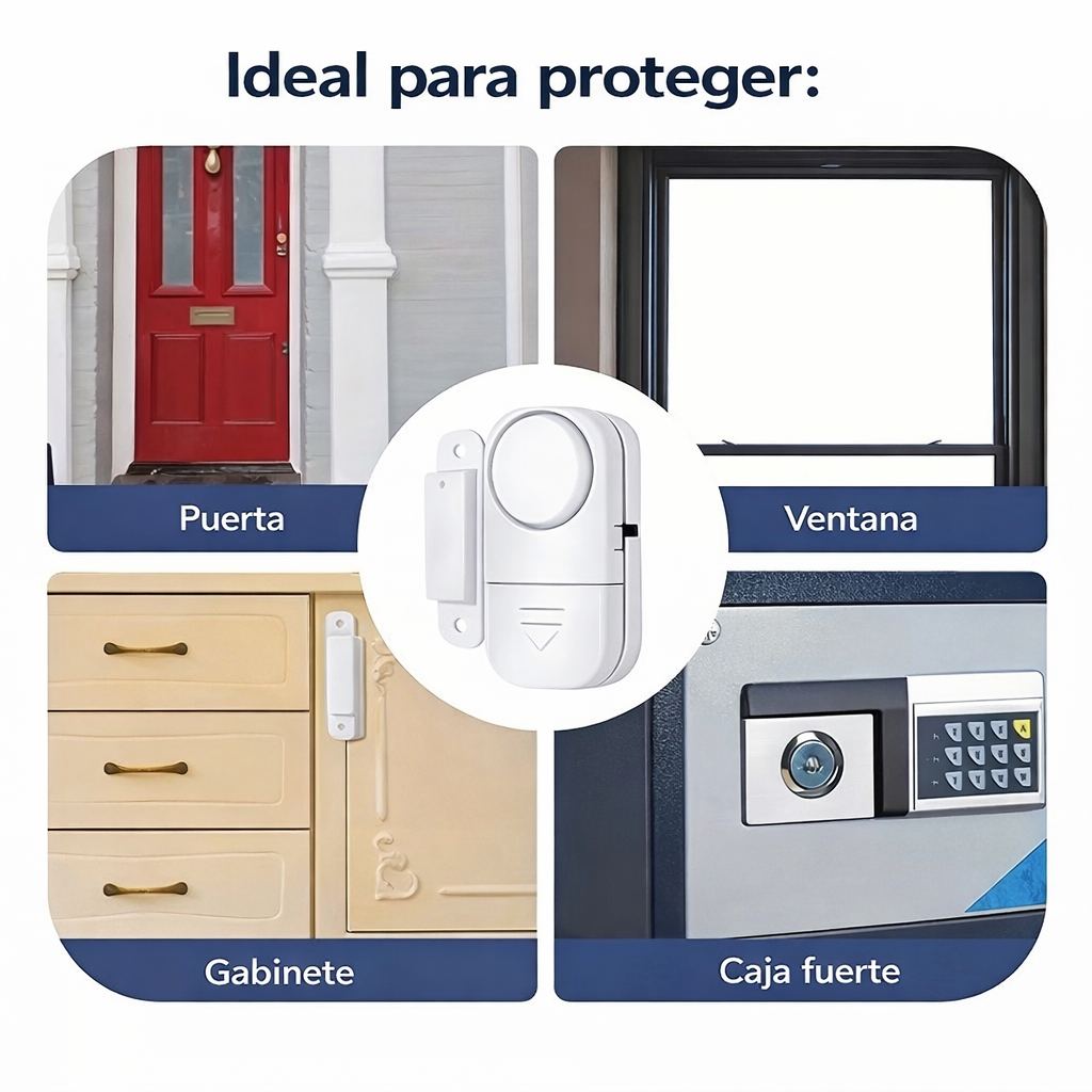 Evita robos hoy con el Kit Seguridad 5 Puntos™ (Incluye 5 alarmas PREMIUM)