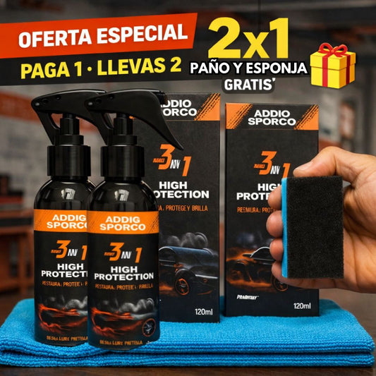 🔥 PAGA 1 · LLEVAS 2 Addio Premium Wax® 120 ml Brillo Extremo + Protección Total · Paño y Esponja GRATIS